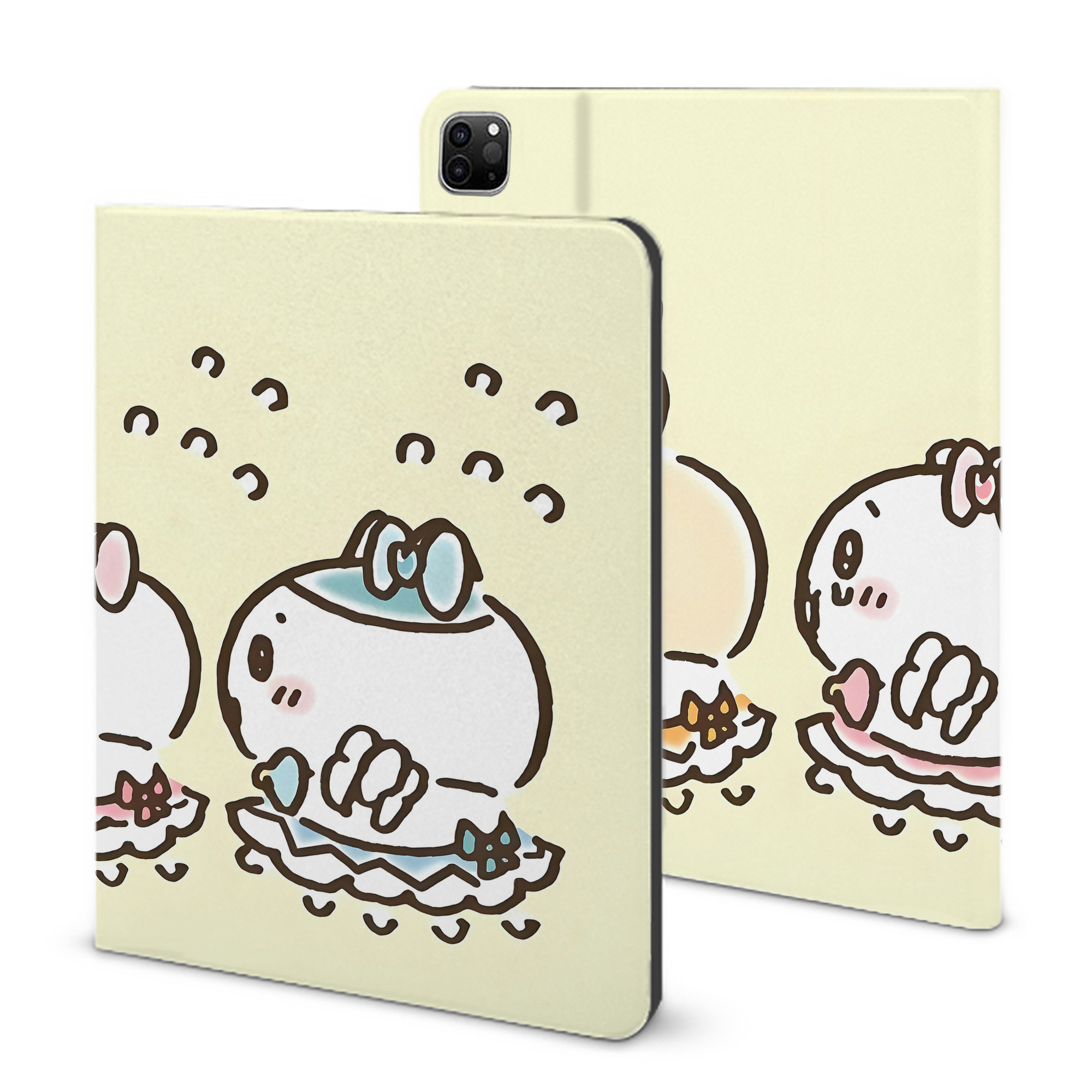 （画像用） ちいかわ Chii-kawa IPad ケース ブック型 PUレザー TPU 耐衝撃 軽量 薄型 ペン収納なし 全面保護 IPad 各モデル対応